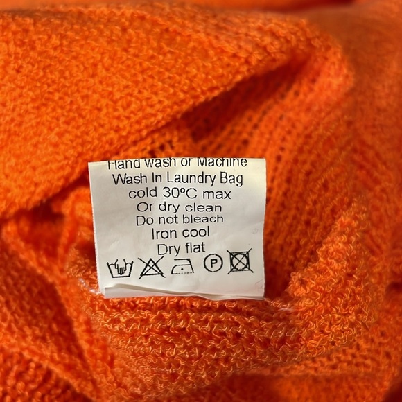 Vibrant Coral Orange Knit Crewneck Sweater w/ Drop Shoulder Chest Pocket… - Picture 10 of 14